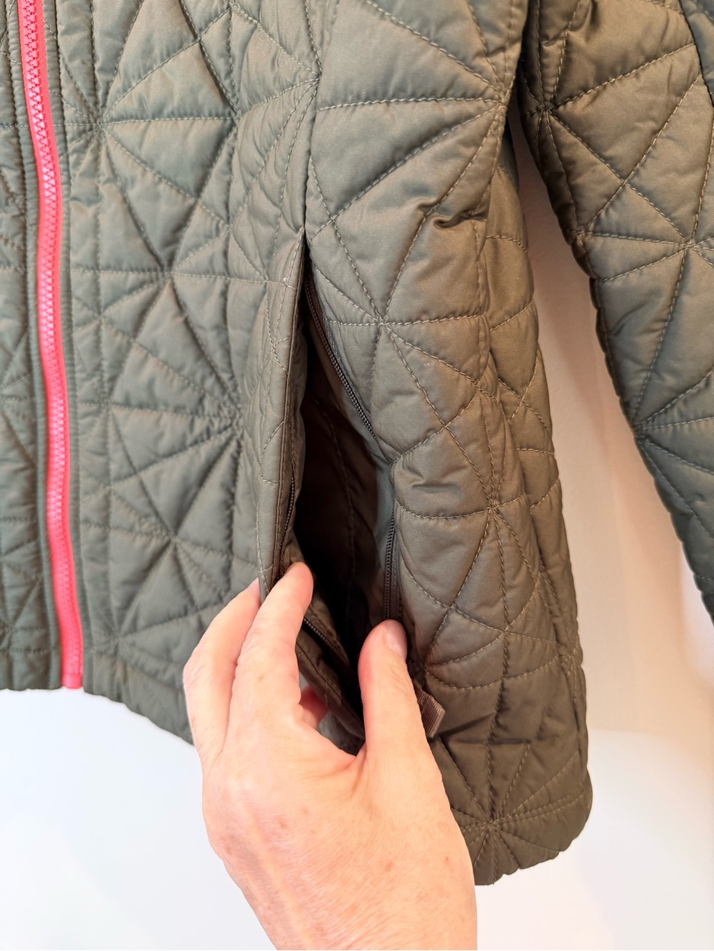 The North Face Womens Quilted Jacket Green Orange Full Zip Lightweight Size XL - Picture 4 of 7